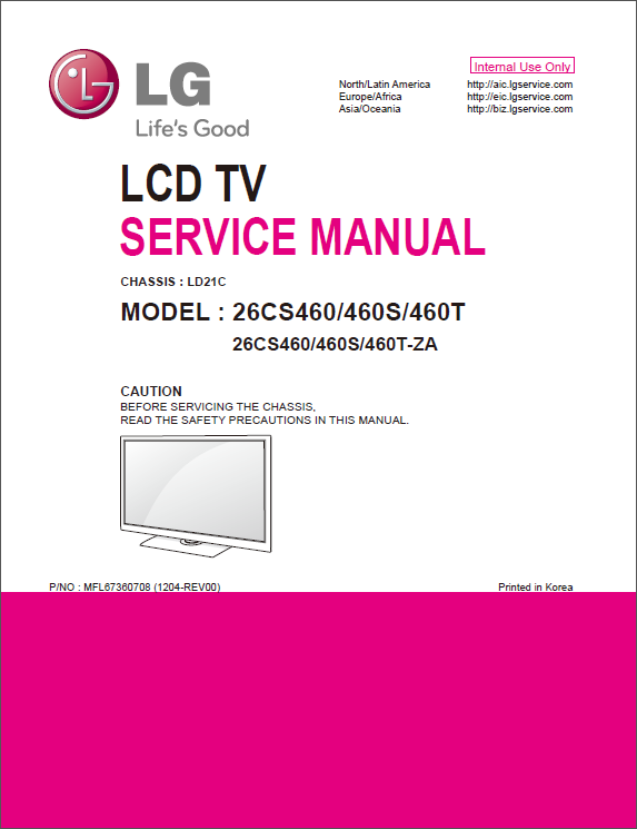LG LCD TV 26CS460 26CS460S 26CS460T Service Manual-1